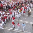 Watching the running of the bulls during Pamplona's 2011 Festival of San Fermin I was able to shoot some video of the beginning of the run as the bulls head through Dead Man's Corner. 